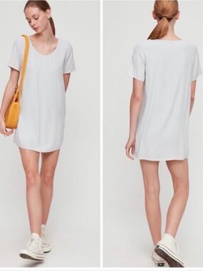 Wilfred White Scoop Neck Tee Dress 100% Cotton